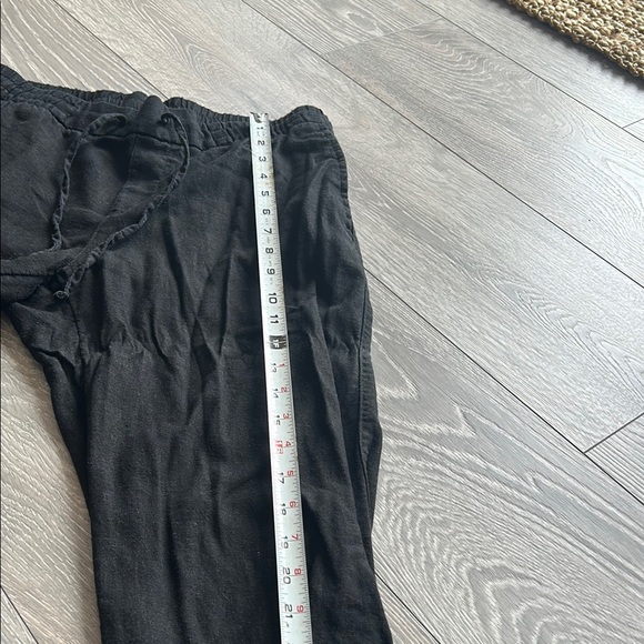 Linen Black Pants Capri Joggers - Picture 5 of 8